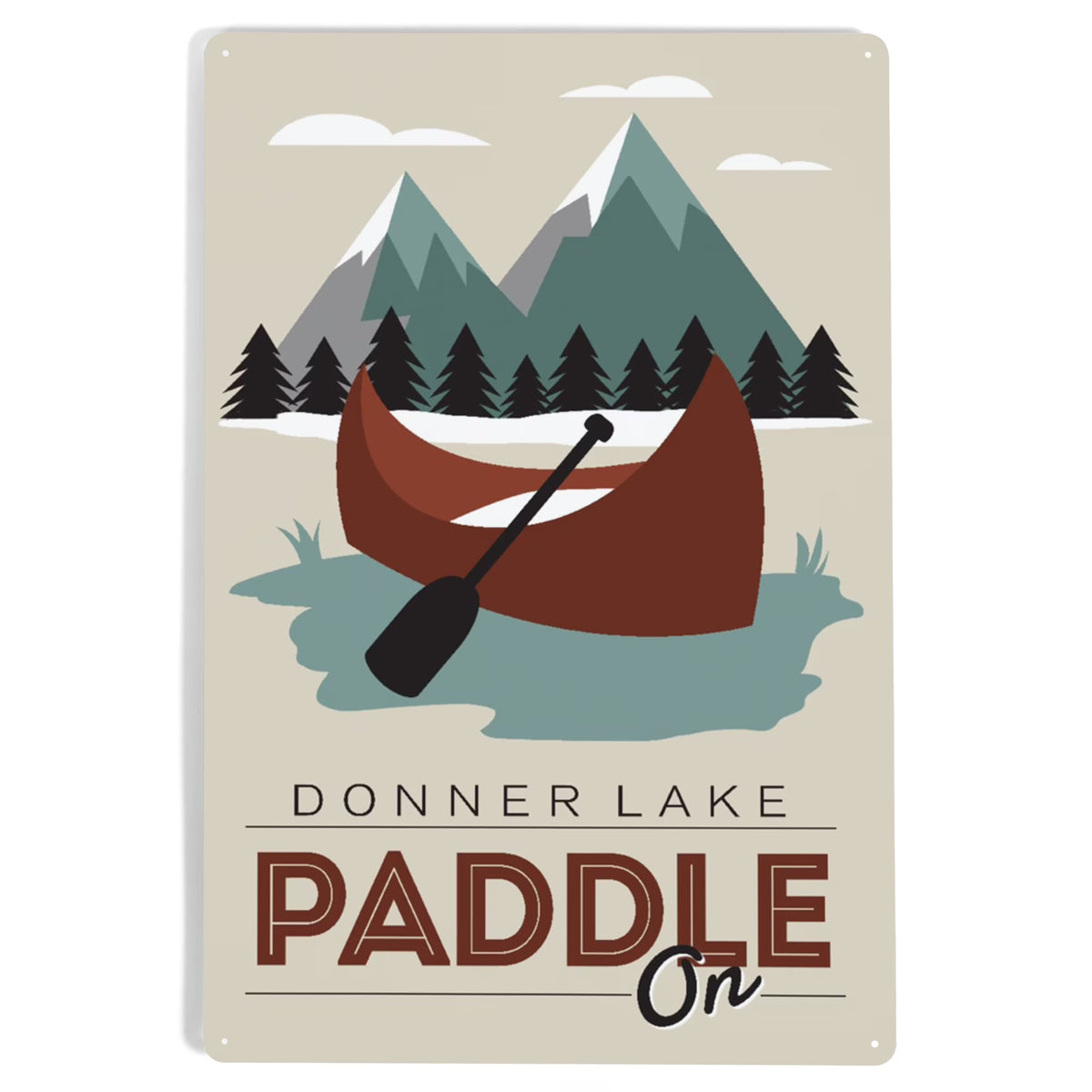 Maroon Canoe Metal Sign Decor F919099