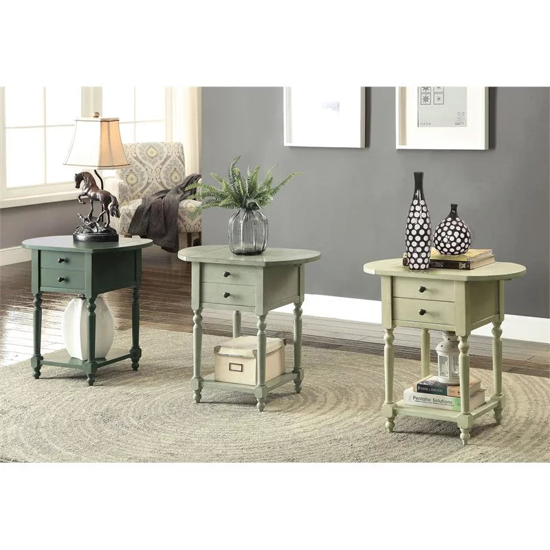 Wood Drop-Leaf Side Table Antique Gray M547088