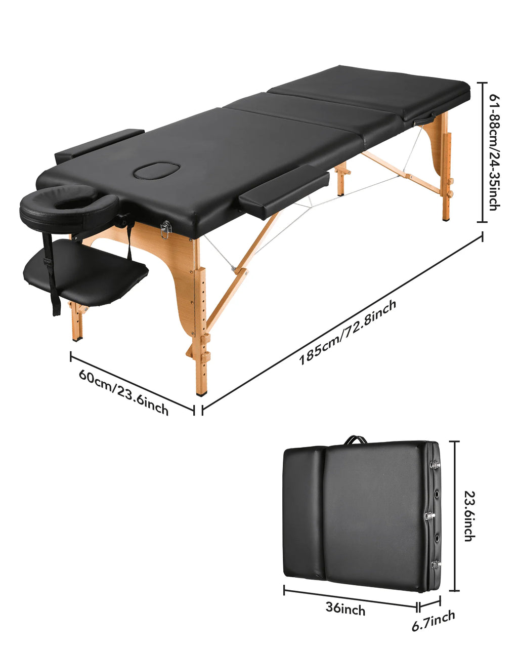 Portable 3 Folding Wood Massage Table L272