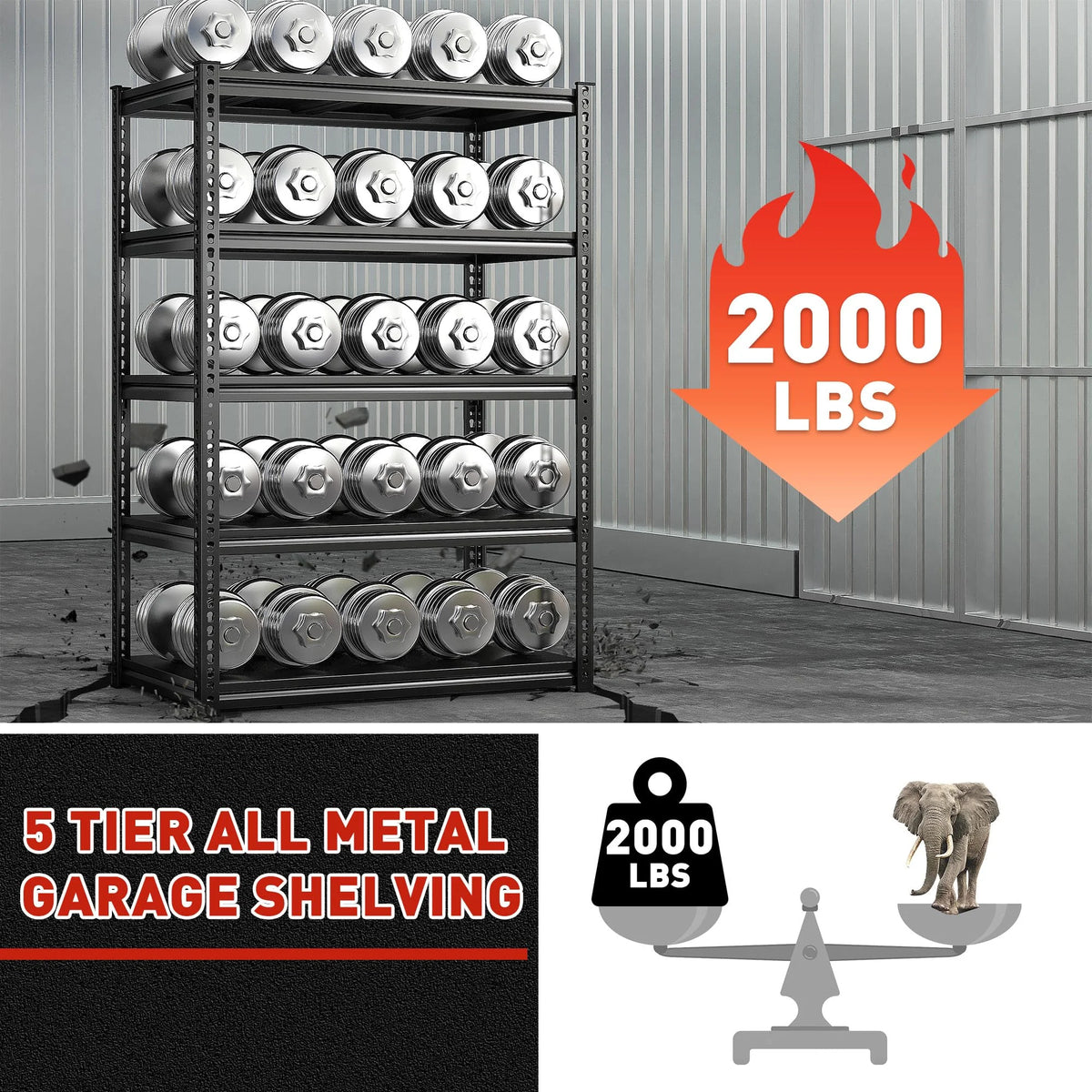 Heavy Duty 5 Tier Adjustable Metal Storage Shelves C867