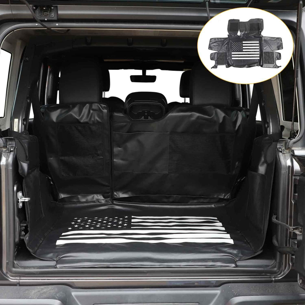 Waterproof Dog Cargo Cover Mat with Corner Protector Washable Durable Pet Trunk Cargo Liner (Black US Flag) T31789
