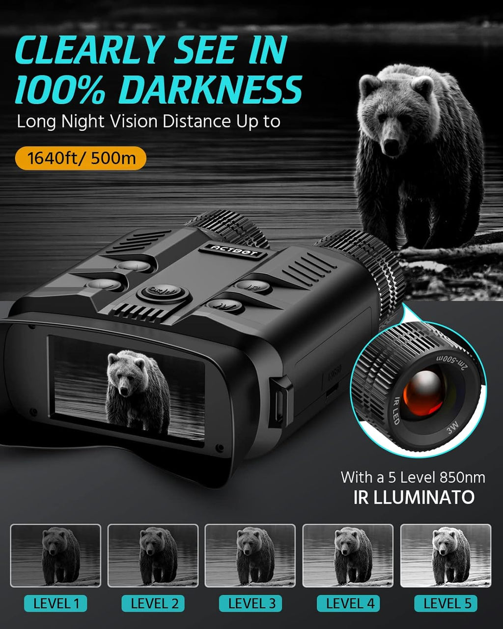 1080p Full HD Digital Night Vision Binoculars with 8x Digital Zoom N157024