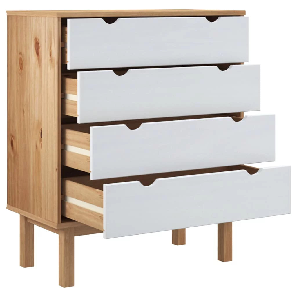 Brown&White Solid Wood Pine Drawer Cabinet B242