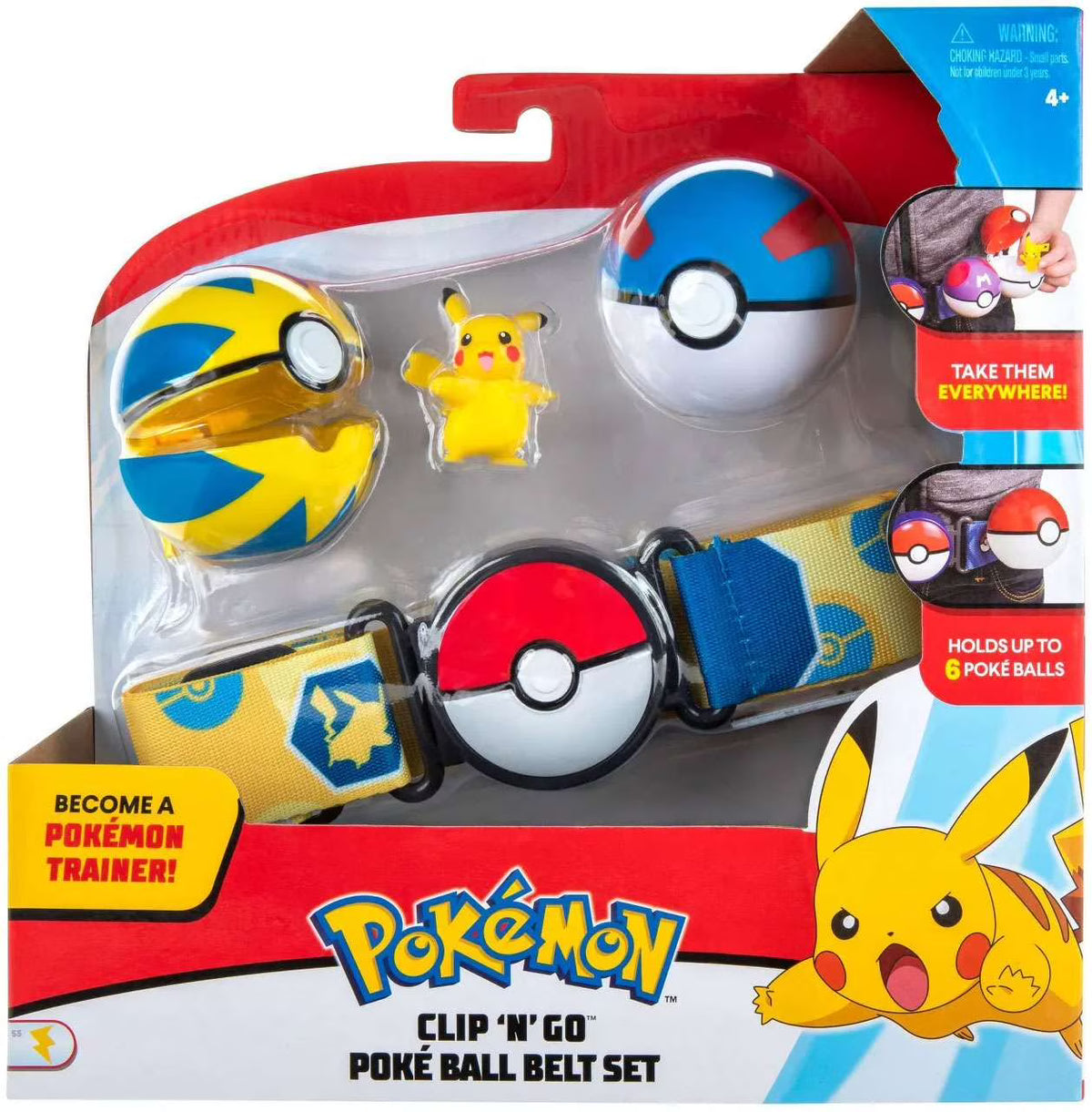 Pokemon Pikachu Quick Ball Great Ball Clip 'N' Go Poke Ball Belt Set K5079