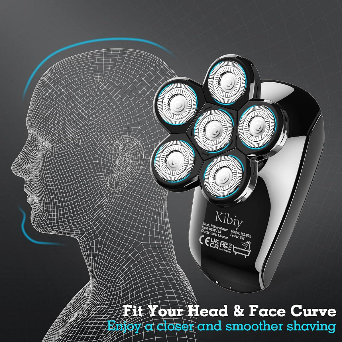 Black 5-in-1 Electric Head Shaver Pack of 2 H825869