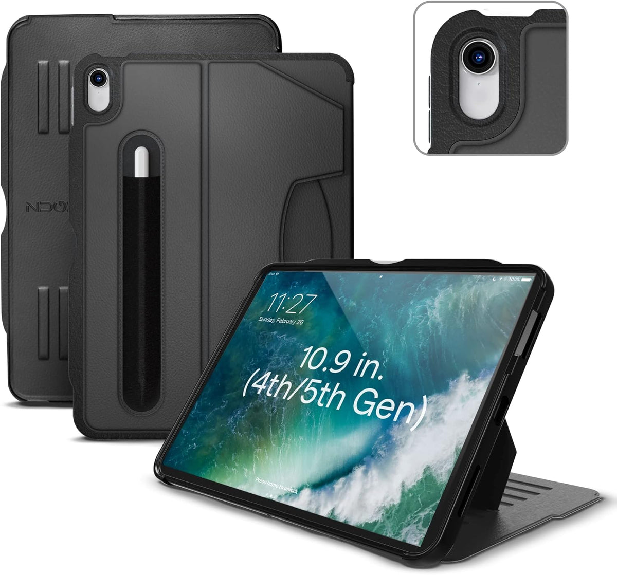 Black Ultra Thin Magnetic Protective 10.9 Inch iPad Air Case O373160