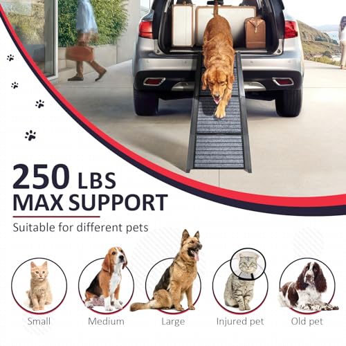 67" Foldable Dog Ramp with Non-Slip Rug Surface C201