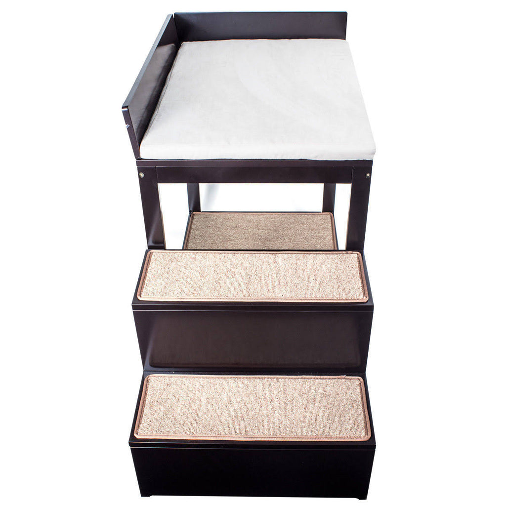Brown Multi-Level Bed and Step System for Dogs Cats U618