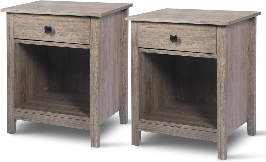 Set of 2 Wood Nightstands with Drawers X815