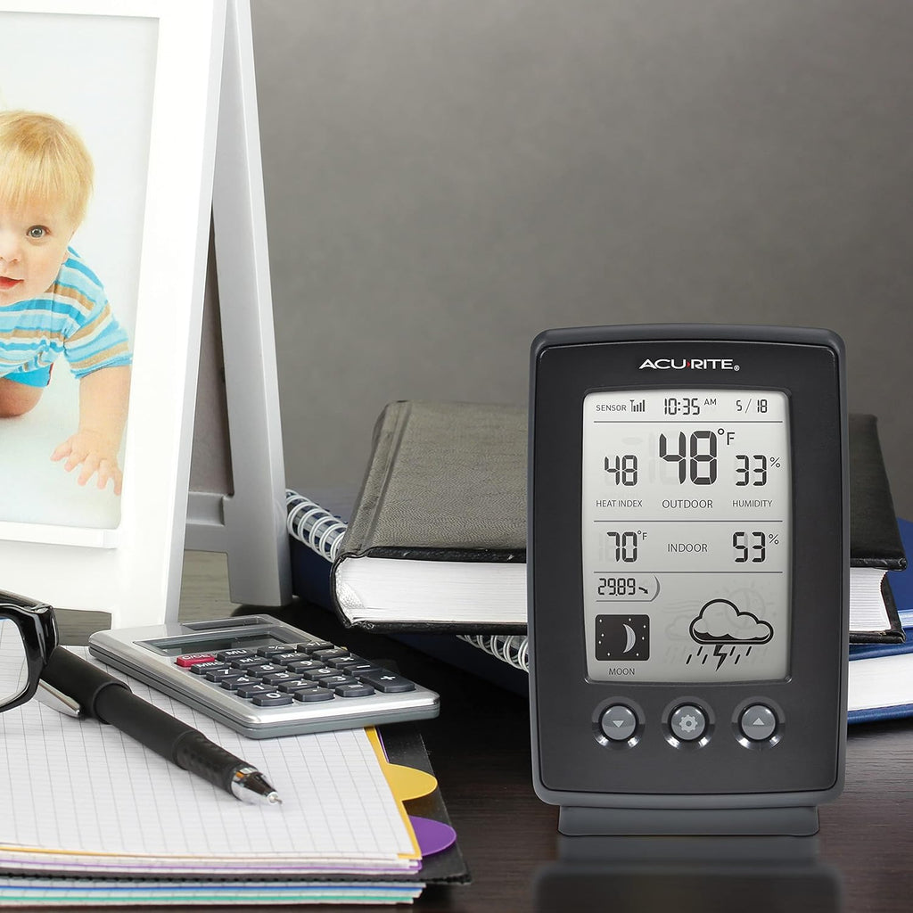 Black Digital Weather Forecaster with Indoor/Outdoor Temperature and Humidity V63917