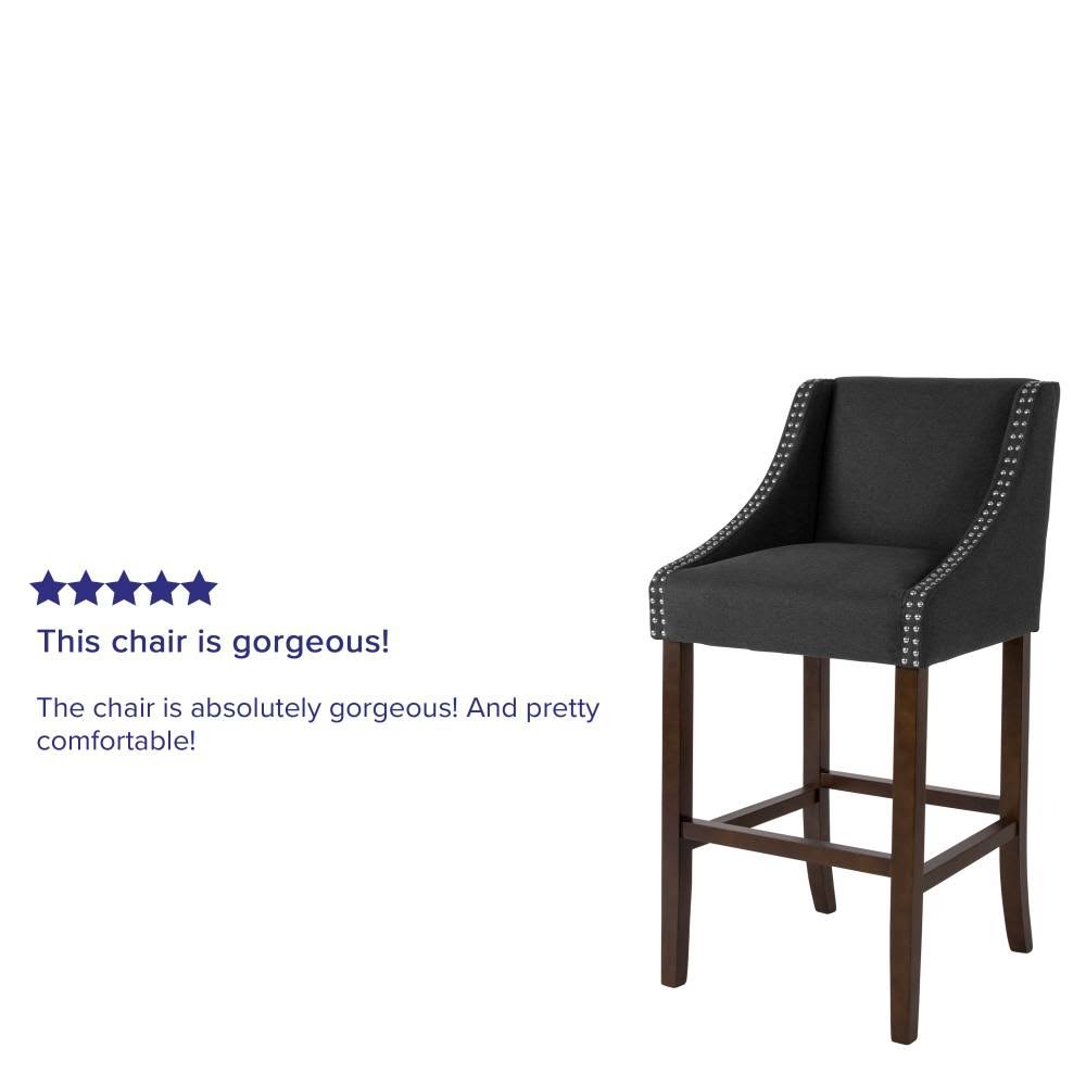Brown Leather Barstool with Nail Trim Z65545
