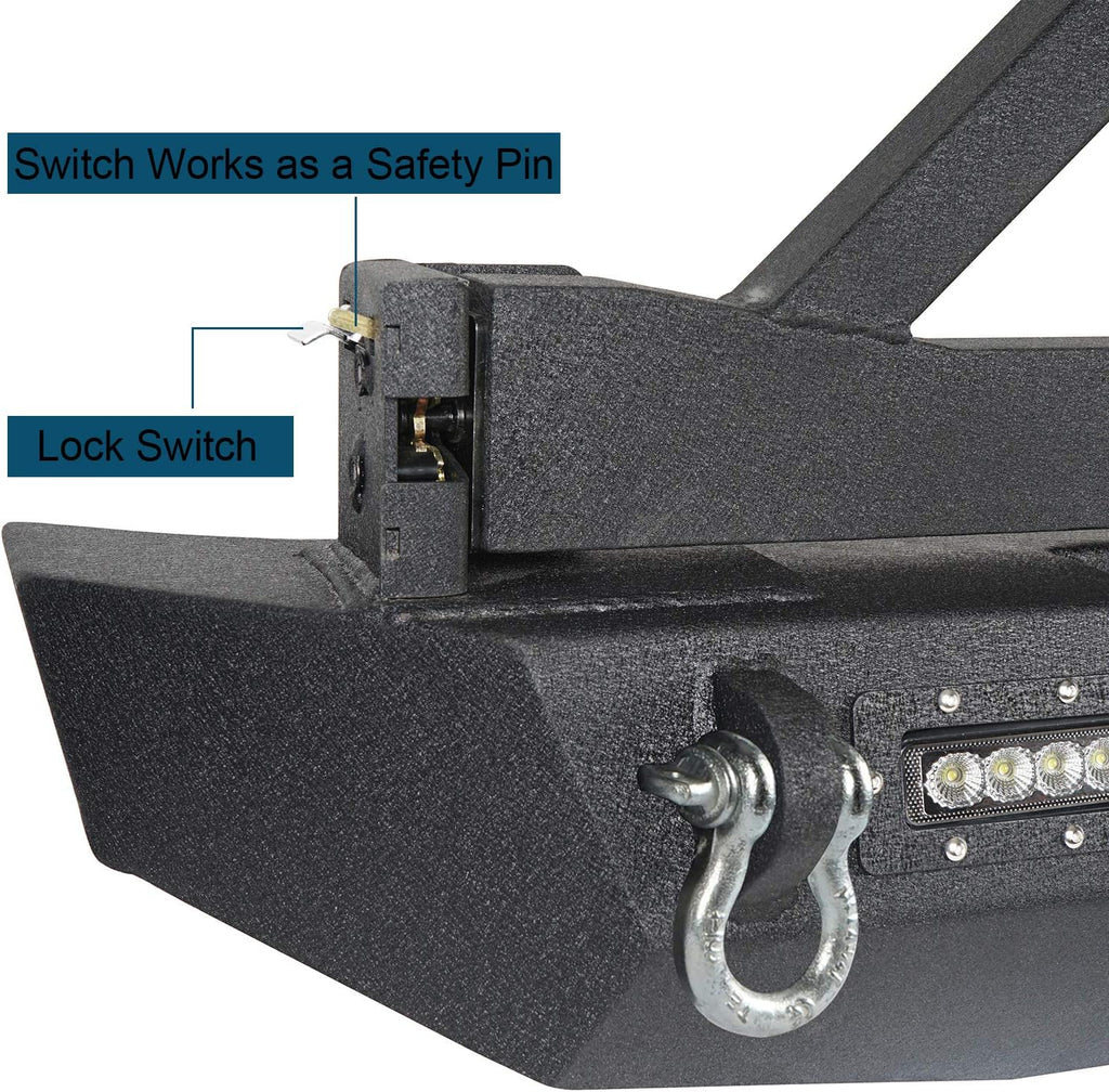 Rear Bumper with Spare Tire Carrier & Receiver Hitch & 2x LED Floodlights S69066
