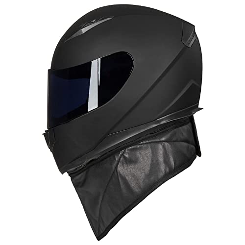 Full Face Motorcycle Helmet with Removable Neck Scarf and 2 Visors F80921