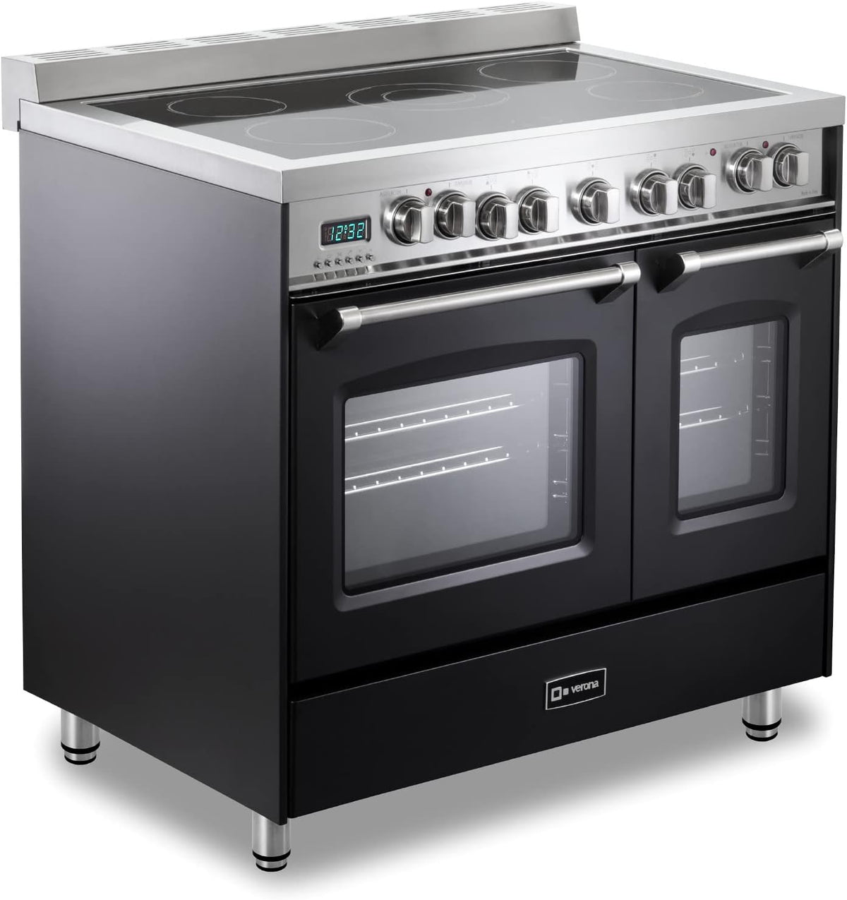 36 Inch All Electric Freestanding Range Double Oven Convection 5 Burners Matte Black V51478