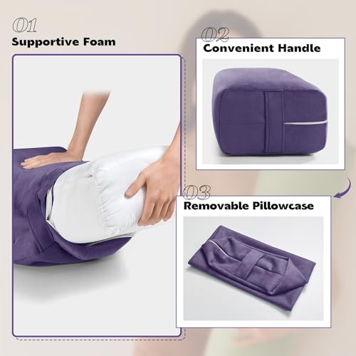 Rectangular Yoga Bolster Pillow with Washable Suede Cover, 27"X10"X5.5" W37997