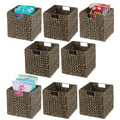 Black Wash Woven Hyacinth Cube Organizer Basket with Handles, 8 Pack S87708