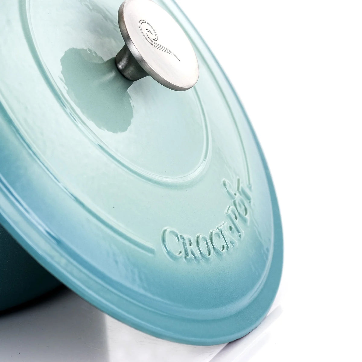 2-Piece Enameled Cast Iron Dutch Oven, 7 Quarts, Aqua Blue P57342