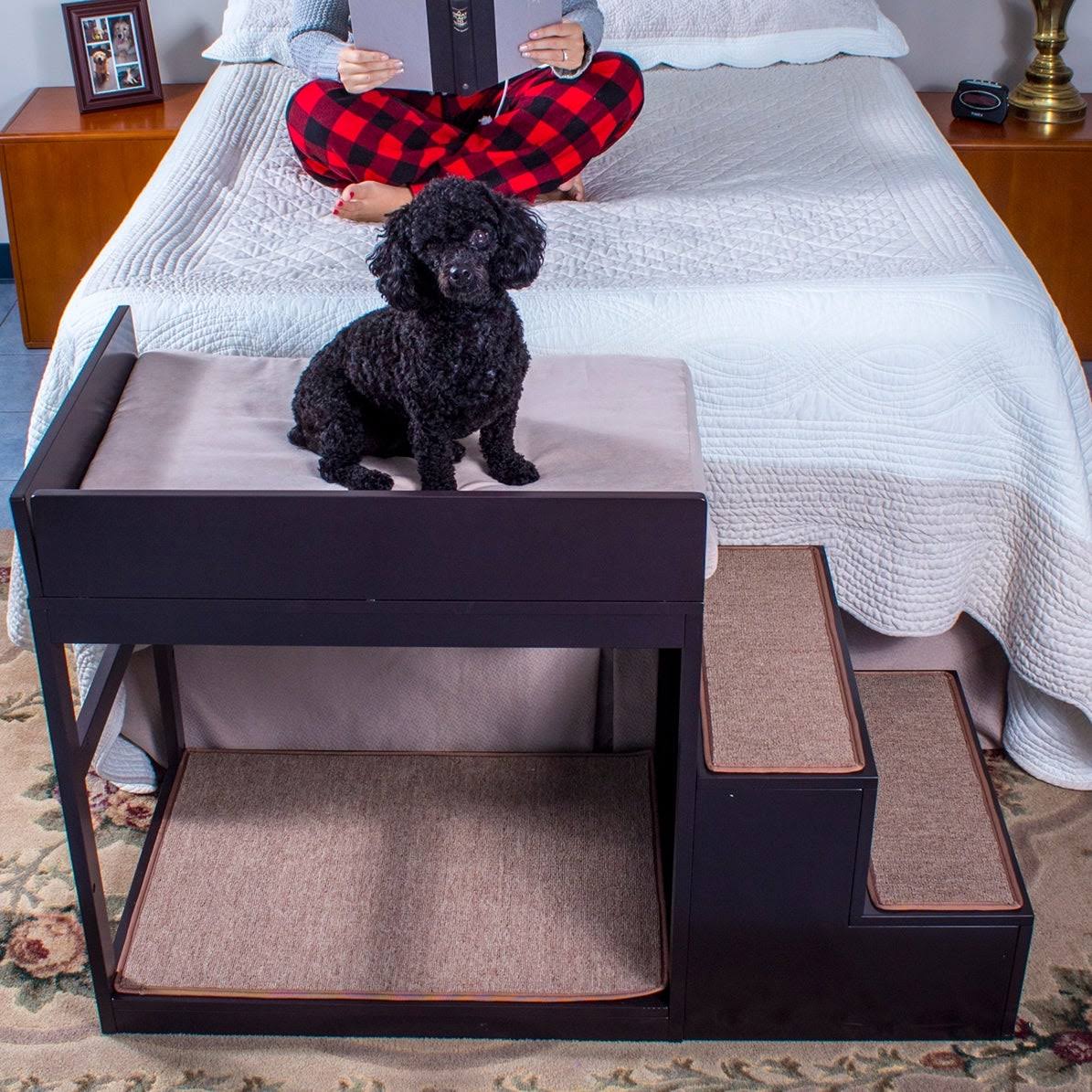 Brown Multi-Level Bed and Step System for Dogs Cats U618