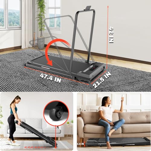 2 in 1 Foldable Treadmill with Handle Bar and Remote Control Q3309