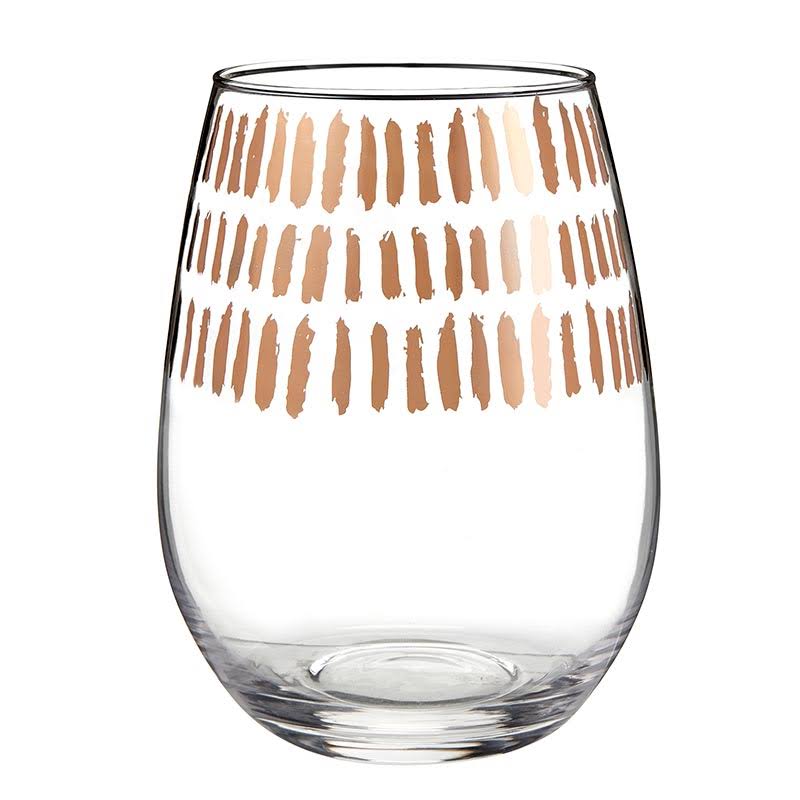 Clear Rose Gold Stemless Wine Glass T817