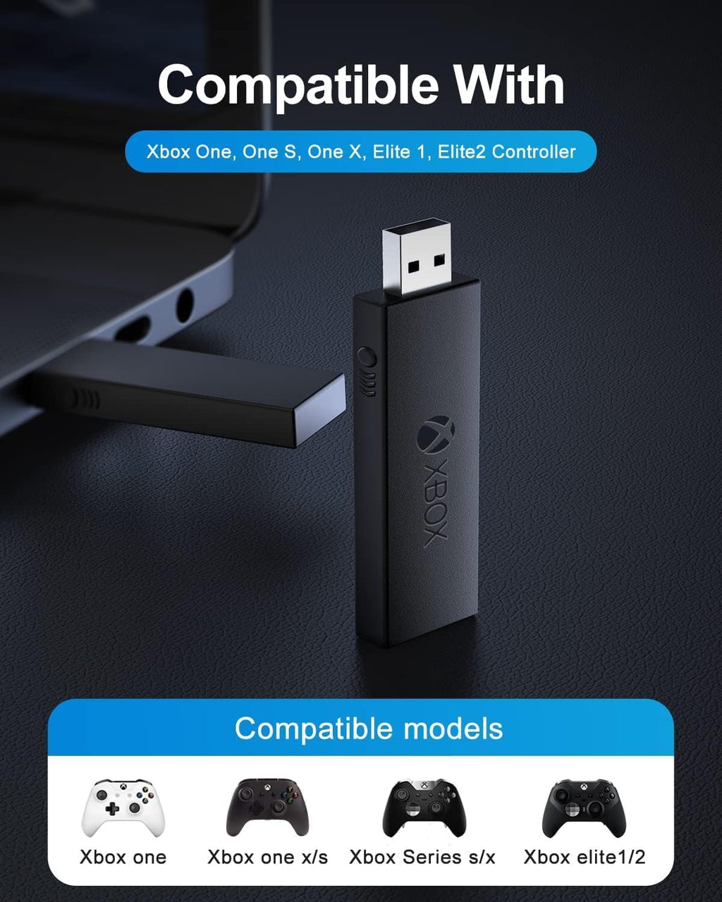 Black Wireless Adapter for Xbox One Controller Z9747
