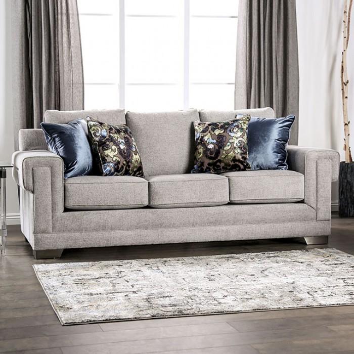 Light Gray Chenille Sofa and Loveseat B32769