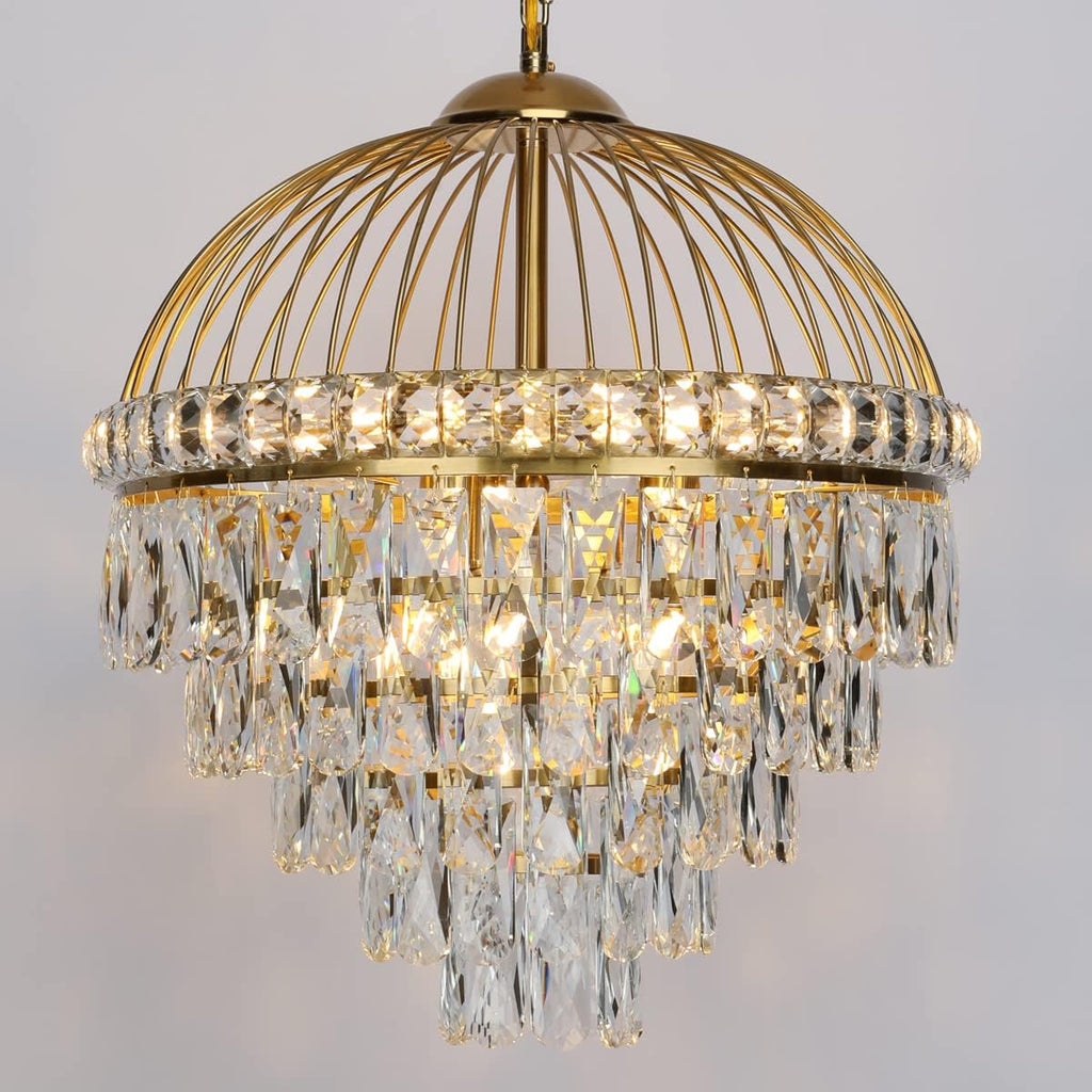Brass Gold 9-Lights Crystal Chandelier B8902
