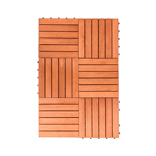 8-Slat Acacia Hardwood Interlocking Deck Tile F119309