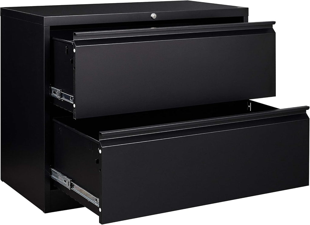 Black 2 Drawer Metal Lateral File Cabinet with Lock L6534