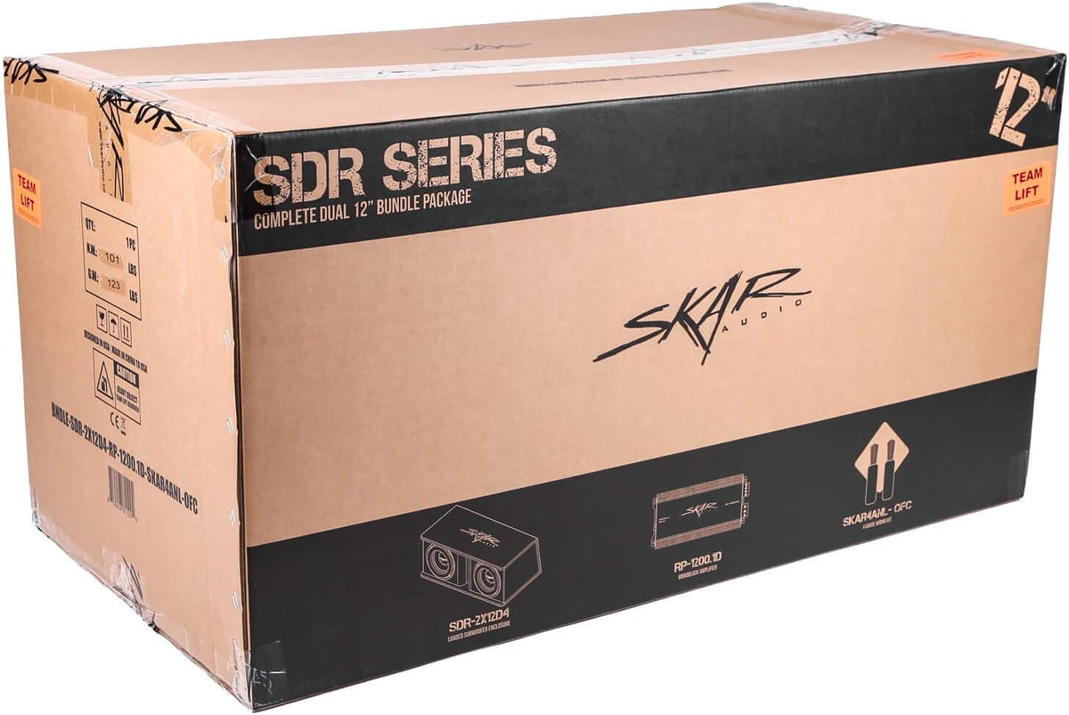 Dual 12" Subwoofer Bass Package with Loaded Enclosure and Amplifier B60091
