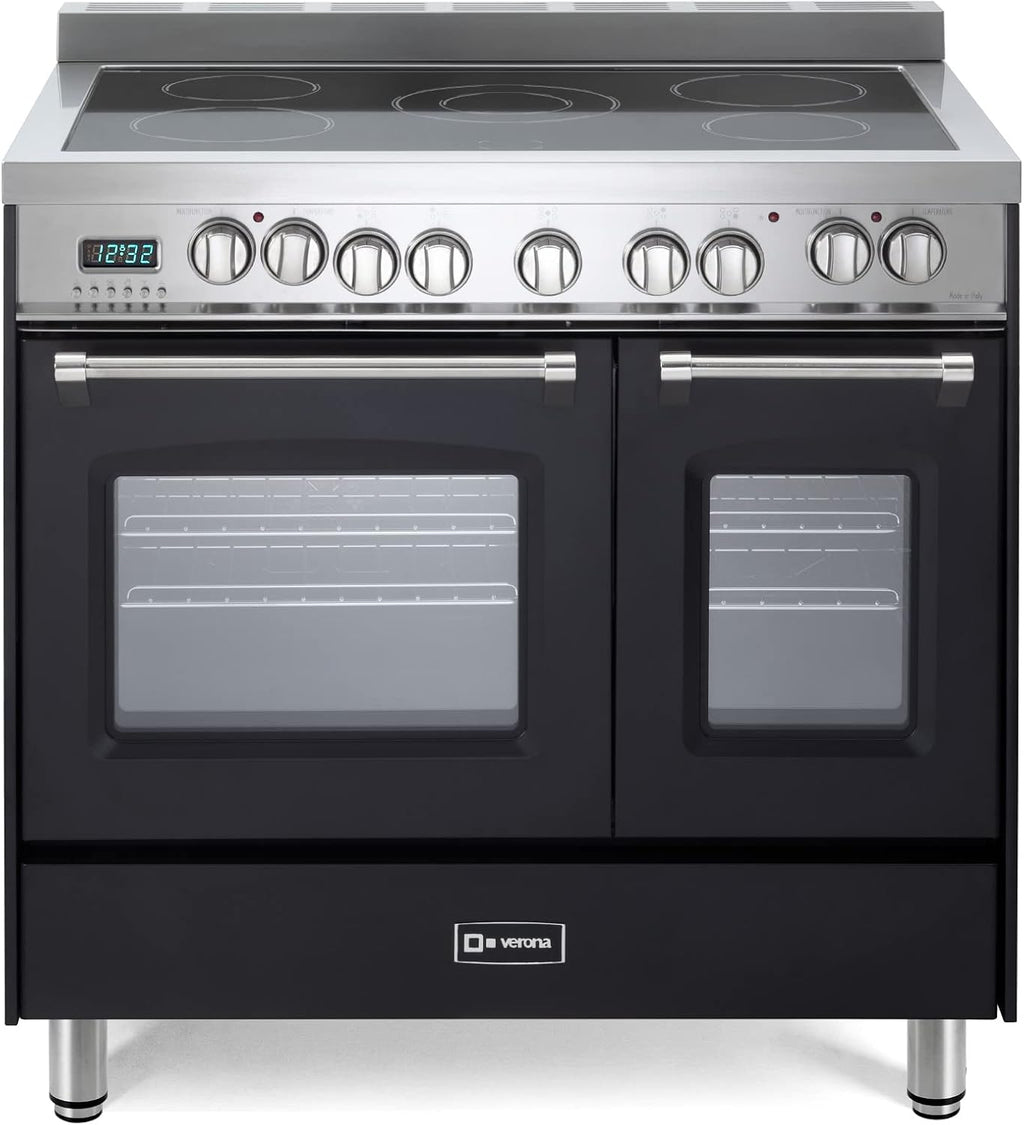 36 Inch All Electric Freestanding Range Double Oven Convection 5 Burners Matte Black V51478