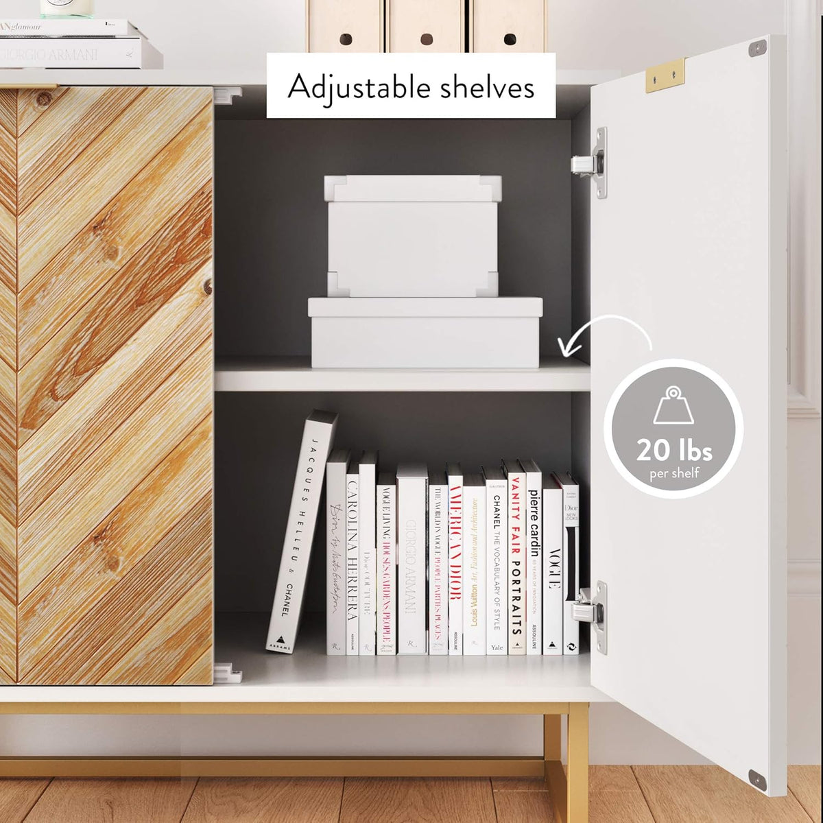 White Free Standing Accent Cabinet with Doors A560