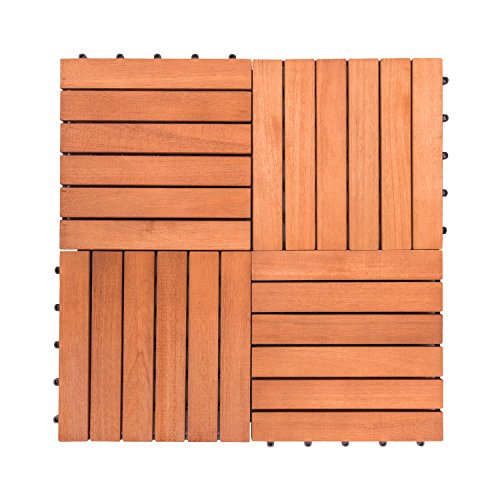 8-Slat Acacia Hardwood Interlocking Deck Tile F119309
