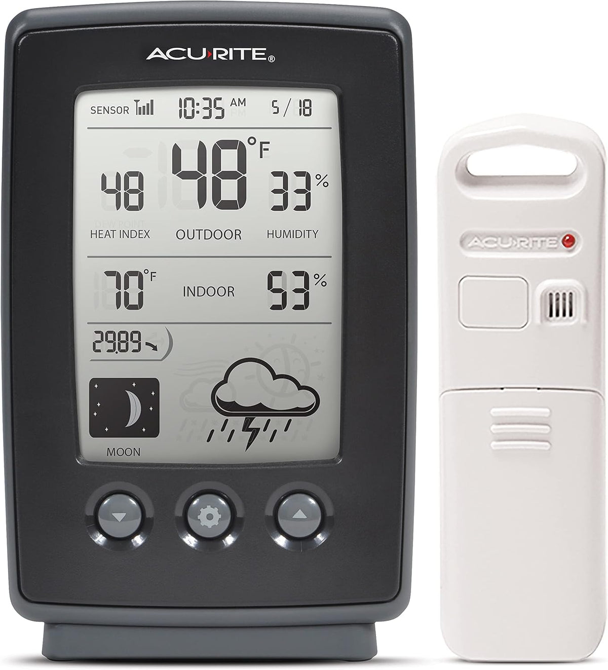 Black Digital Weather Forecaster with Indoor/Outdoor Temperature and Humidity V63917