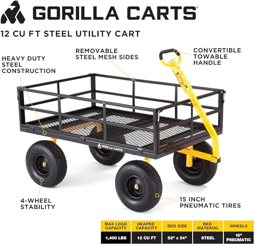 Gray Heavy Duty Steel Mesh Utility Wagon Cart L4528