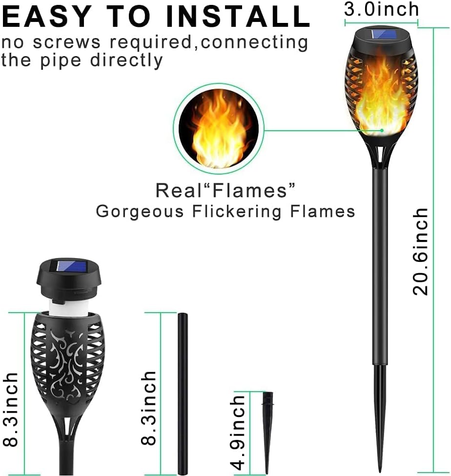 12 Pack Solar Torch Light with Flickering Flame M631