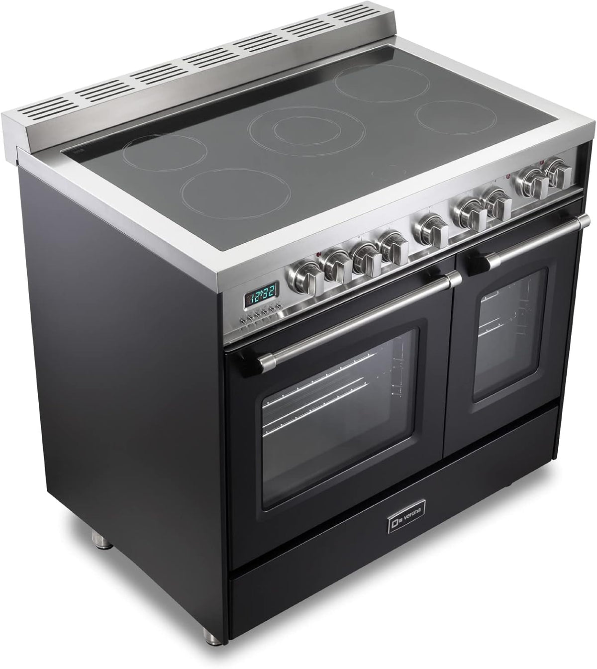 36 Inch All Electric Freestanding Range Double Oven Convection 5 Burners Matte Black V51478