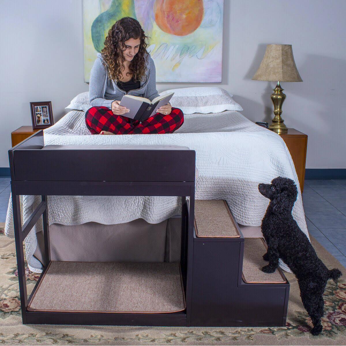 Brown Multi-Level Bed and Step System for Dogs Cats U618