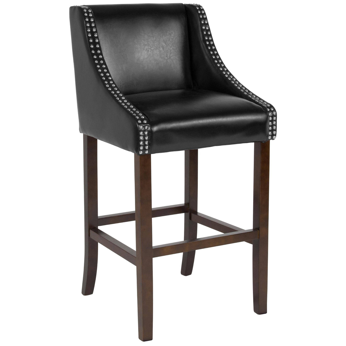 Brown Leather Barstool with Nail Trim Z65545
