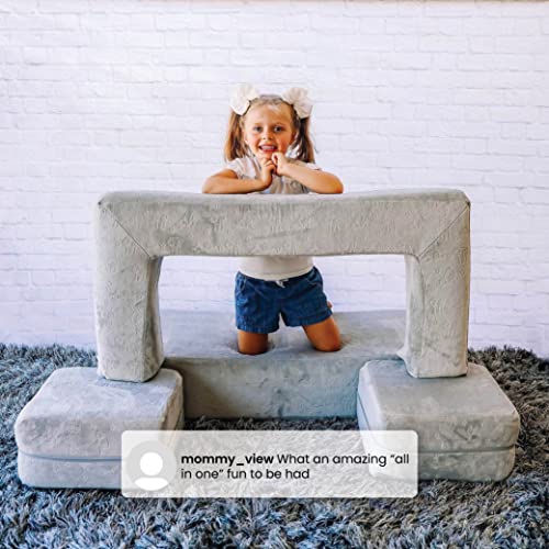 Grey Modular Foam Sofa with 2 Ottomans V4946
