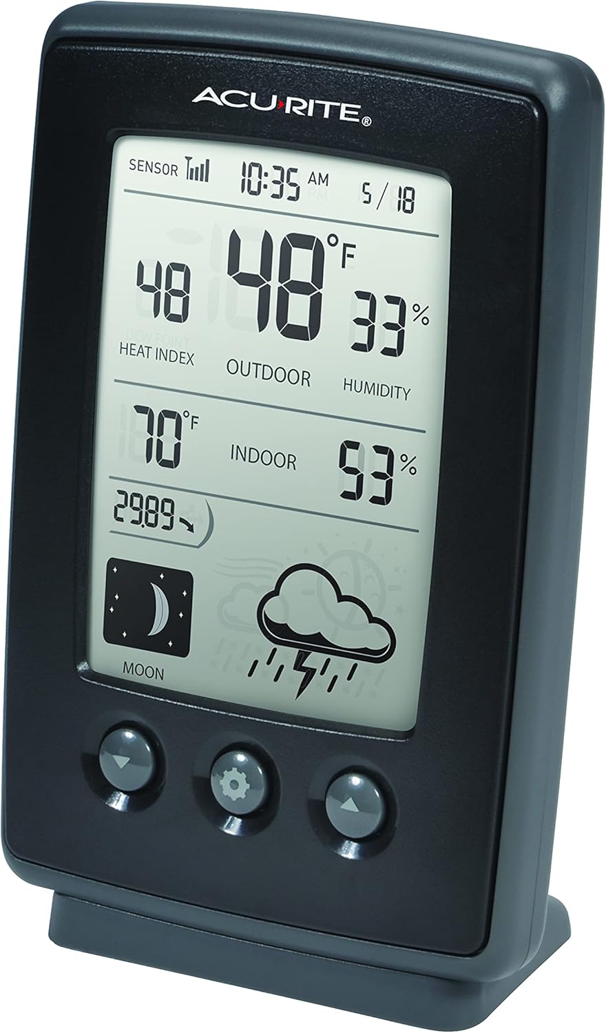 Black Digital Weather Forecaster with Indoor/Outdoor Temperature and Humidity V63917