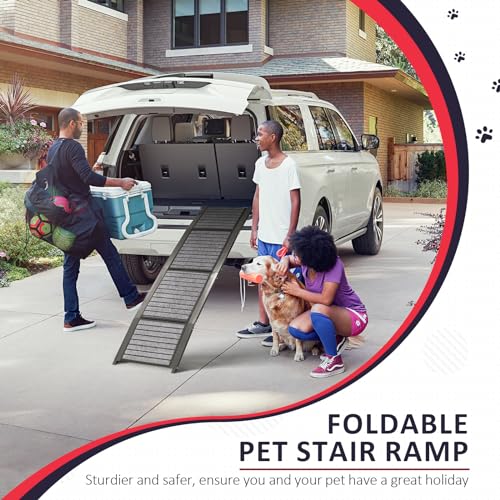 67" Foldable Dog Ramp with Non-Slip Rug Surface C201