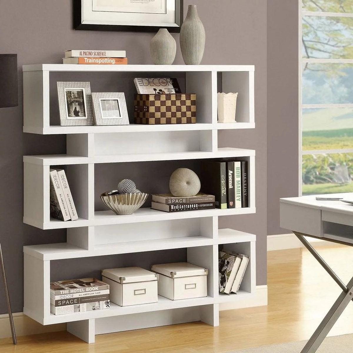 White Modern Bookcase Bookshelf Z416