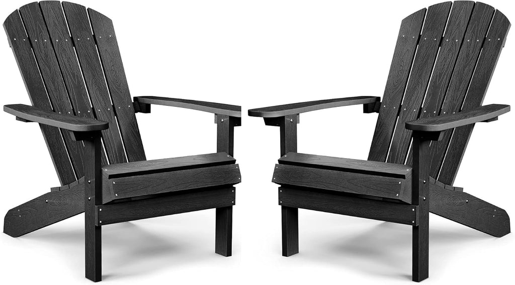 Adirondack Chairs Set of 2 Plastic Weather Resistant Black K67432