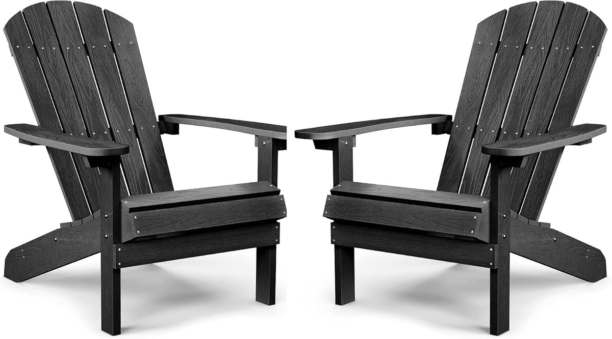 Adirondack Chairs Set of 2 Plastic Weather Resistant Black K67432