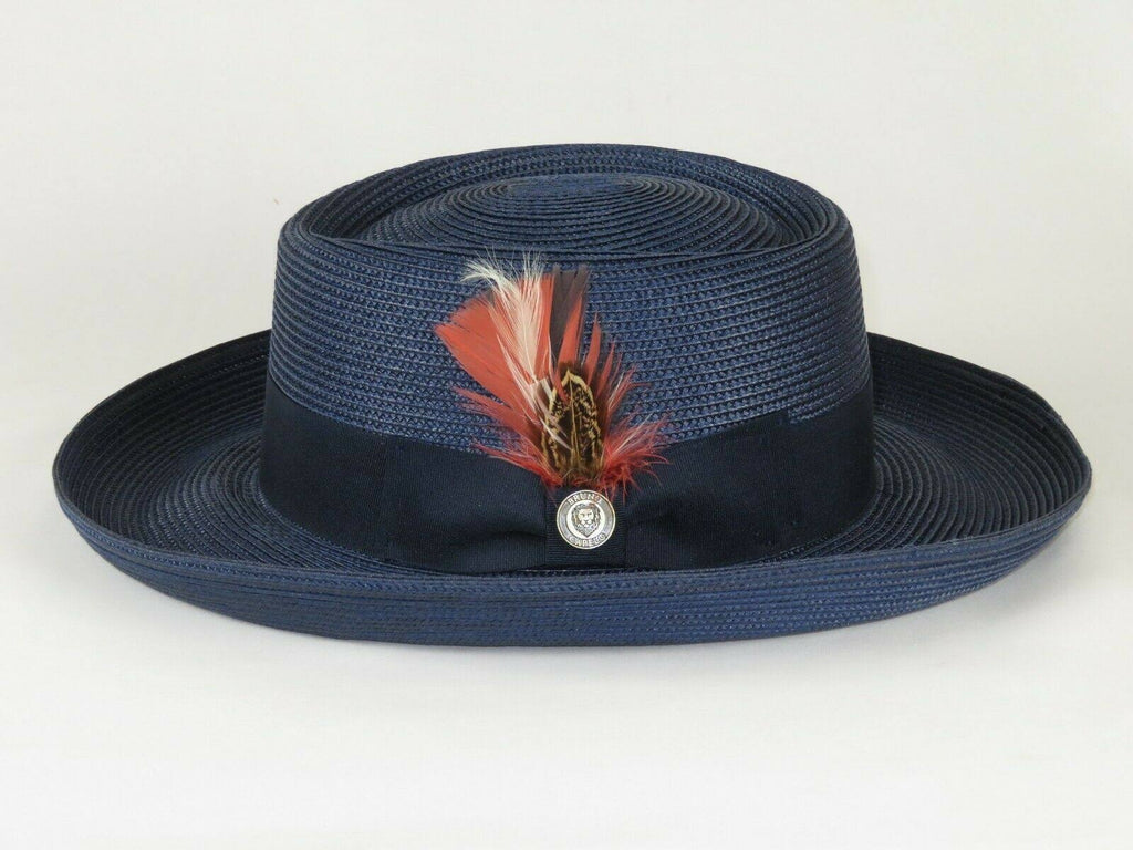 Navy Blue Straw Hat J3864