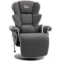 Black Manual Recliner Swivel Lounge Armchair with Footrest and Two Cup Holders K536637