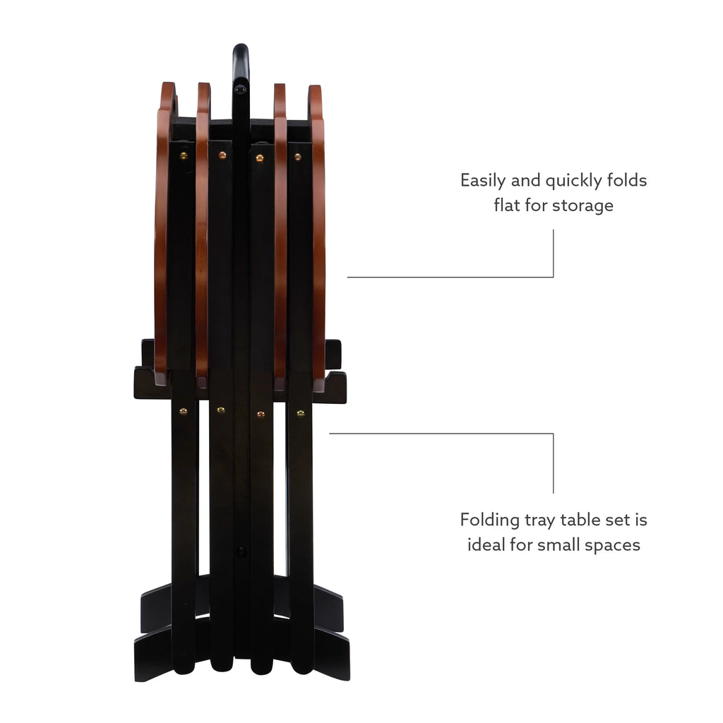 5-Piece Folding Side Table Set, Hazelnut/Black C3491