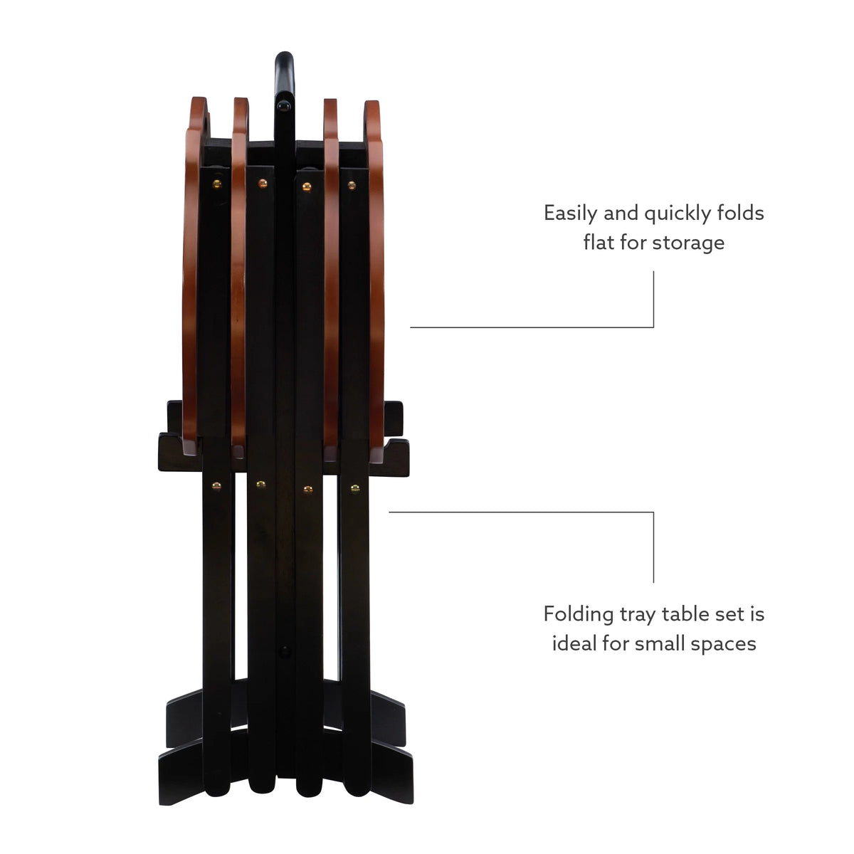 5-Piece Folding Side Table Set, Hazelnut/Black C3491