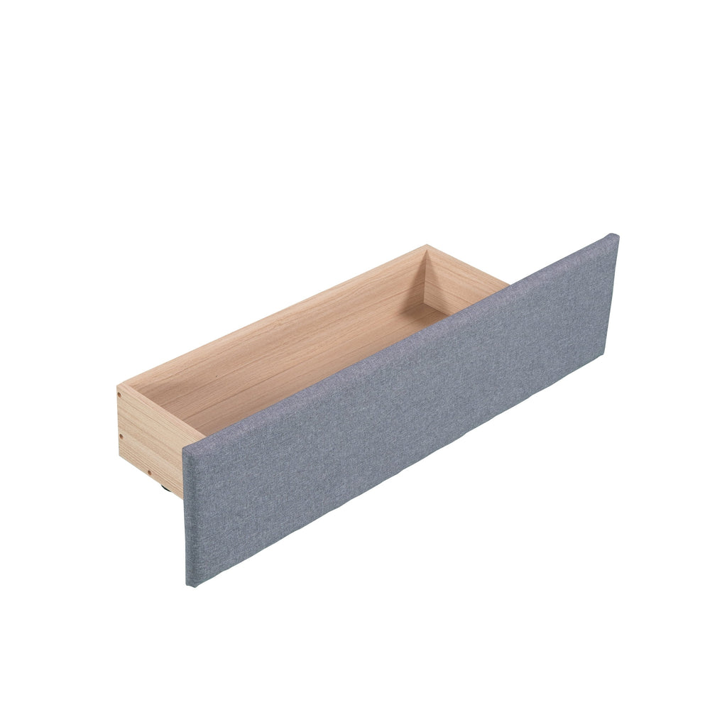 Gray L-Shaped Daybed with Trundle and Drawers, Twin Size Upholstered Sofa Bed X8841